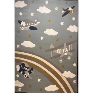 سجاد تركي اطفال كيدز بلاس 42365A اللون سماوي فاتح مقاس 80*150
