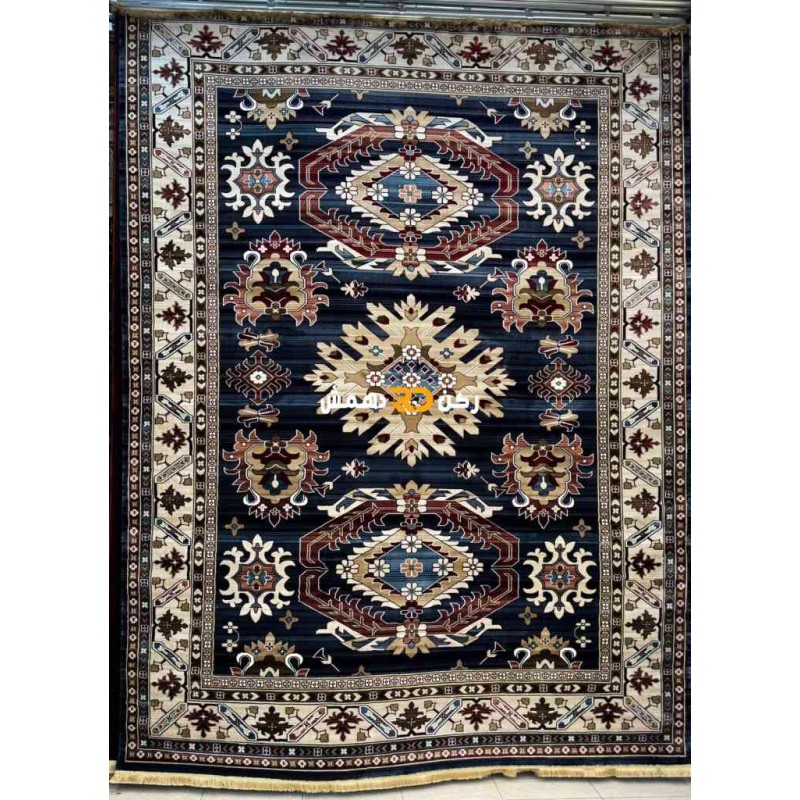 سجاد افغاني حرير ناعم بخارى 2007 كحلي مقاس 100*200