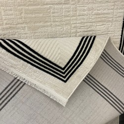 سجاد تركي اطار برواز فيكتوريا 41603A كريم اسود مقاس 100*300