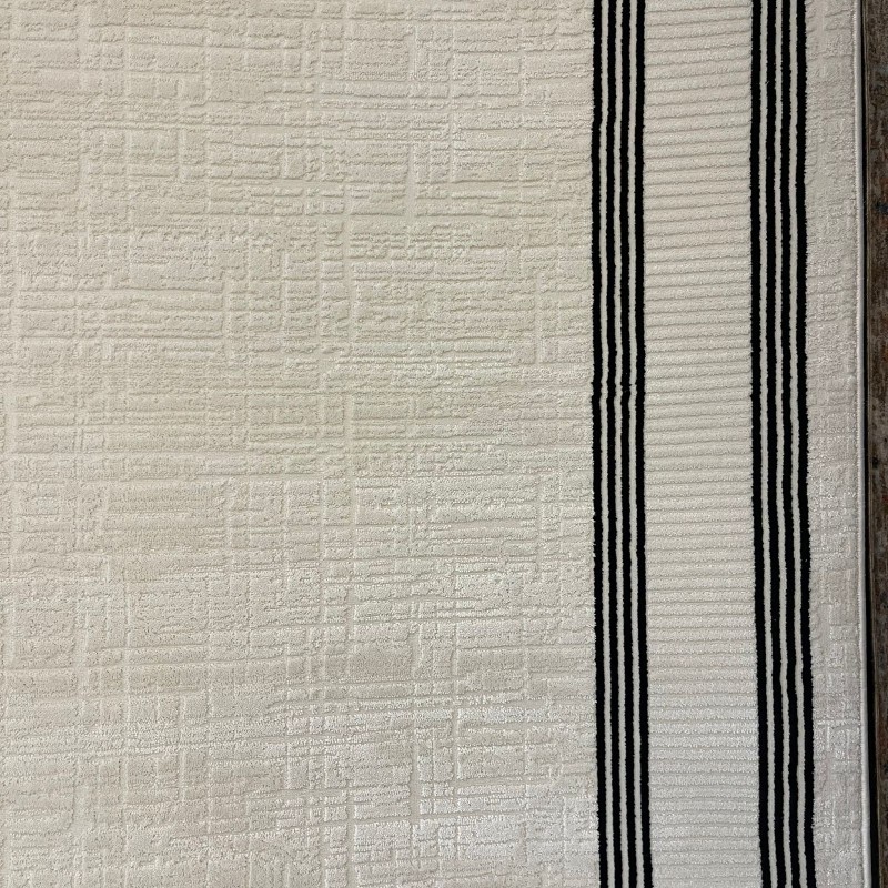 سجاد تركي اطار برواز فيكتوريا 41603A كريم اسود مقاس 150*220