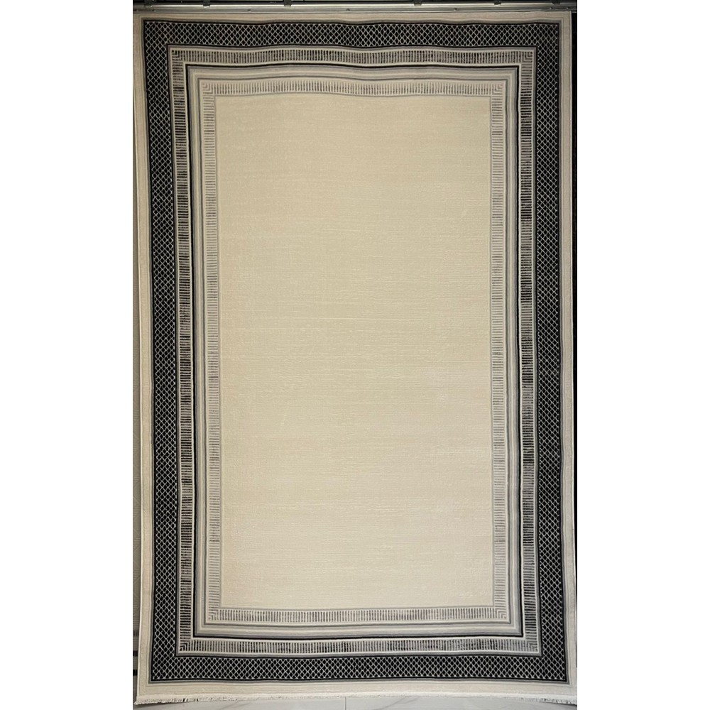 سجاد تركي اطار برواز فيكتوريا 41607A كريم اسود مقاس 150*220 سجاد تركي اطار برواز فيكتوريا 41607A كريم اسود مقاس 150*220