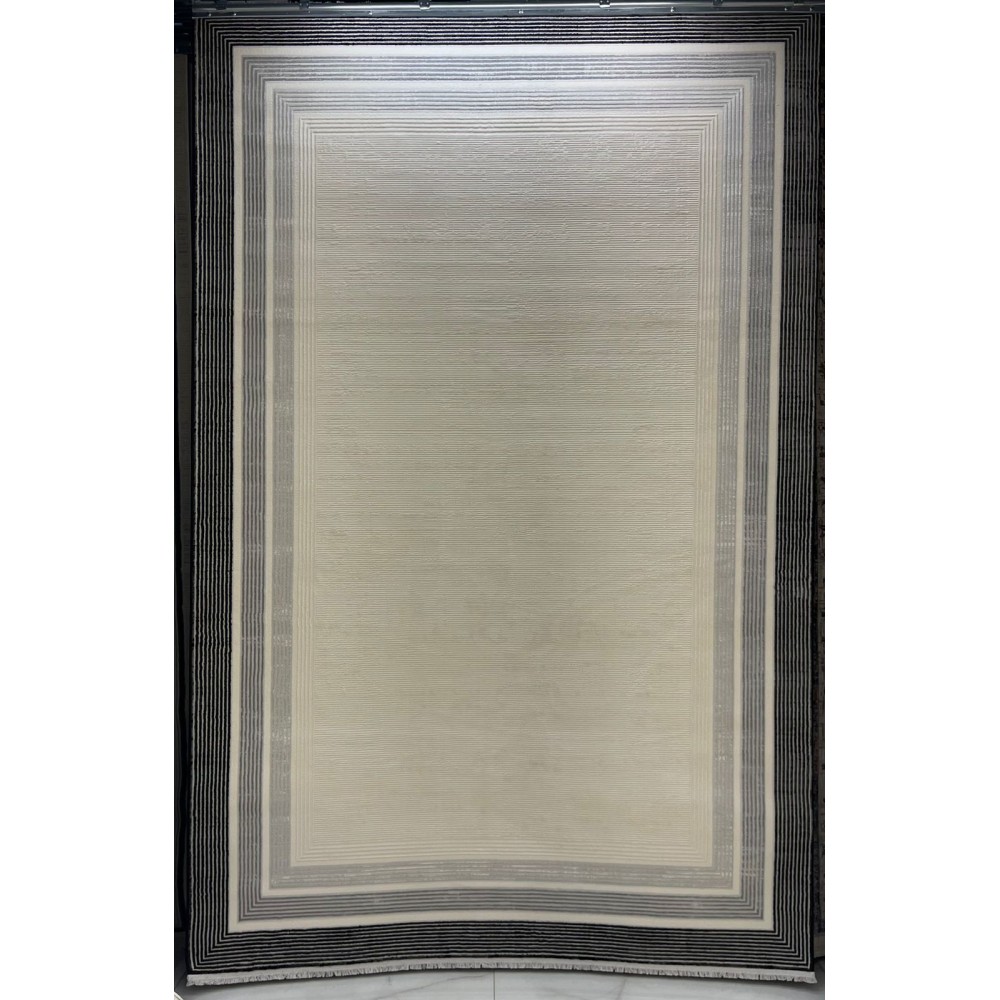 سجاد تركي اطار برواز فيكتوريا 41601A كريم اسود مقاس 80*150