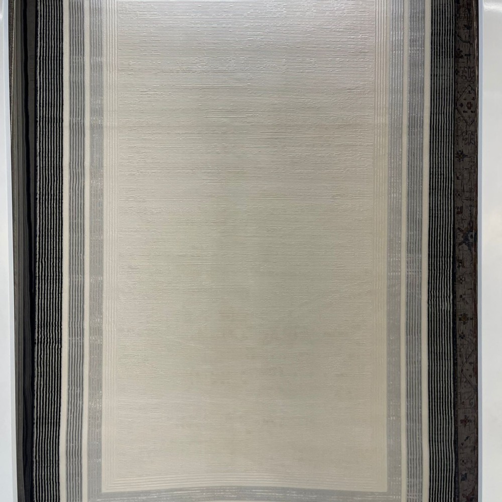 سجاد تركي اطار برواز فيكتوريا 41601A كريم اسود مقاس 80*150