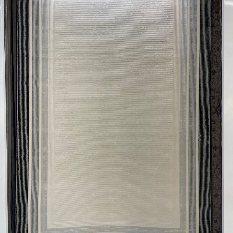 سجاد تركي اطار برواز فيكتوريا 41361A كريم اسود مقاس 150*220