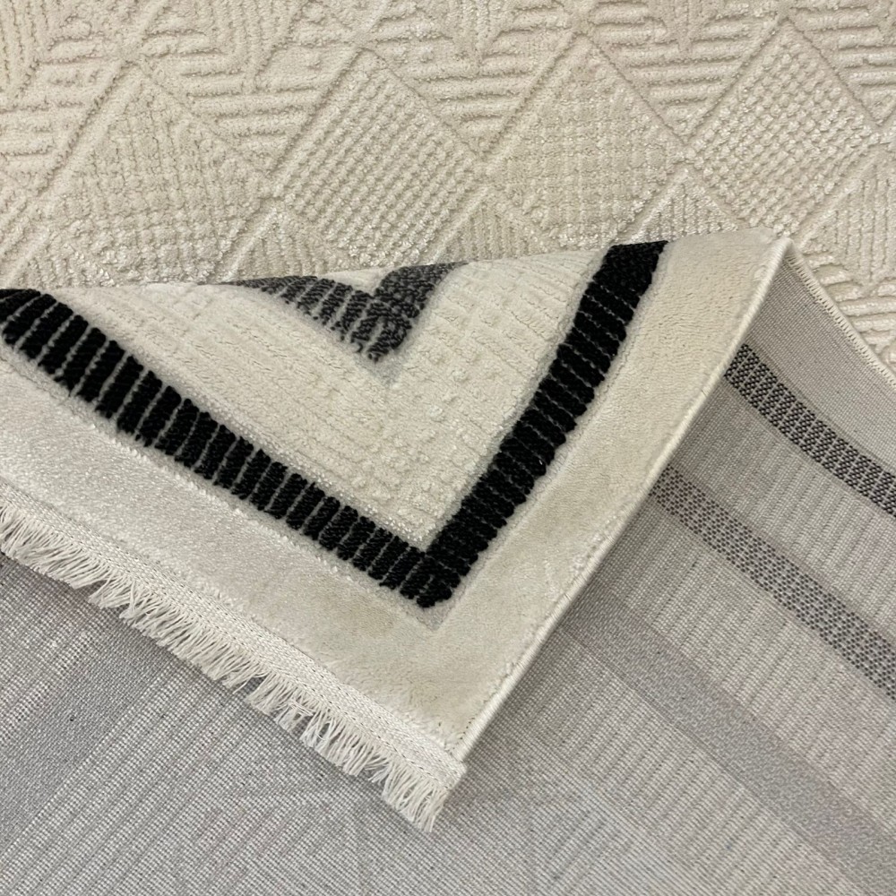 سجاد تركي اطار برواز فيكتوريا 38247A كريم اسود مقاس 200*300