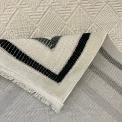 سجاد تركي اطار برواز فيكتوريا 38247A كريم اسود مقاس 80*150