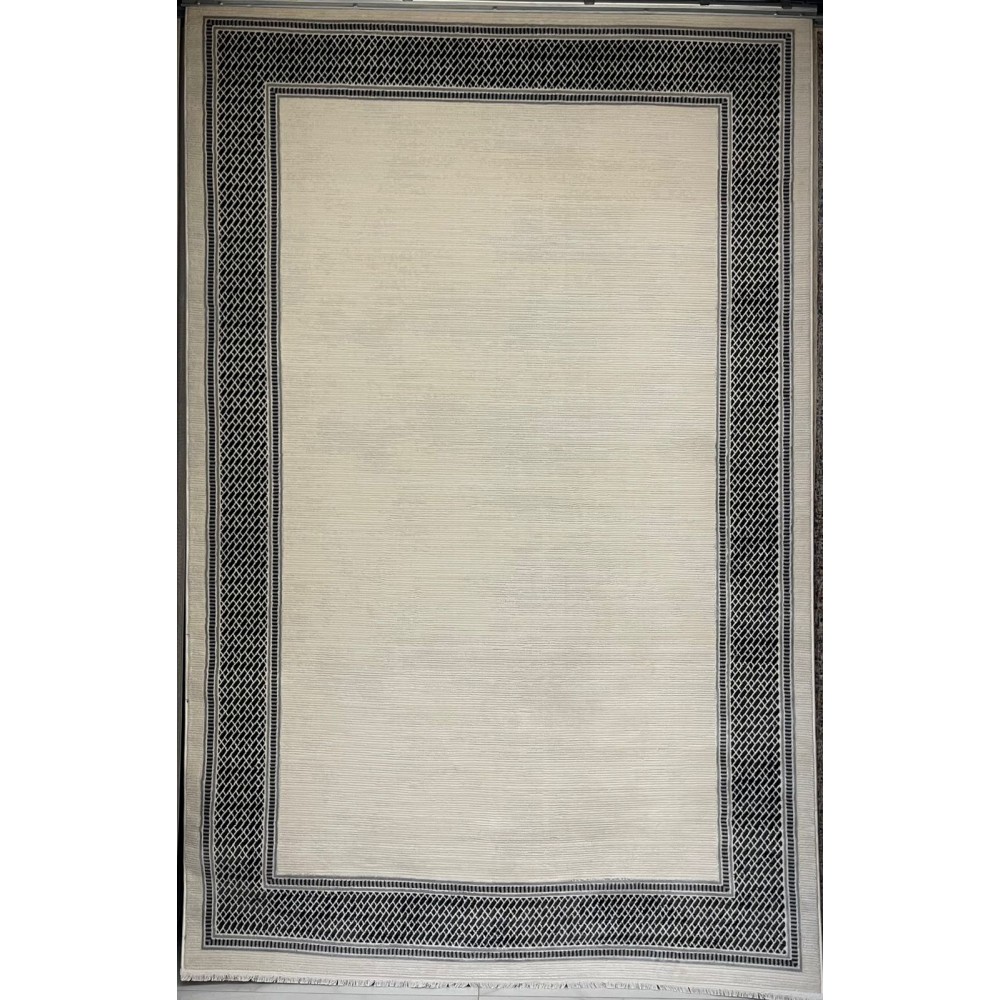 سجاد تركي اطار برواز فيكتوريا 41602A كريم اسود مقاس 150*220