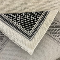 سجاد تركي اطار برواز فيكتوريا 41602A كريم اسود مقاس 150*220