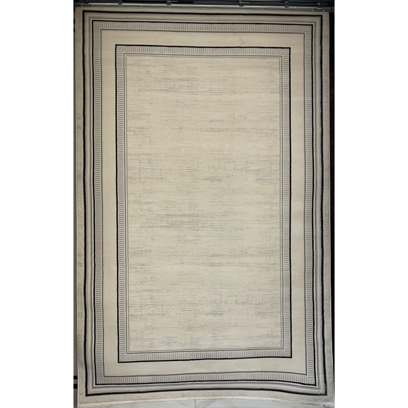 سجاد تركي اطار برواز فيكتوريا 41604A كريم اسود مقاس 80*150
