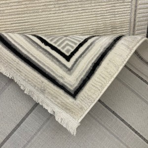 سجاد تركي اطار برواز فيكتوريا 41604A كريم اسود مقاس 80*150