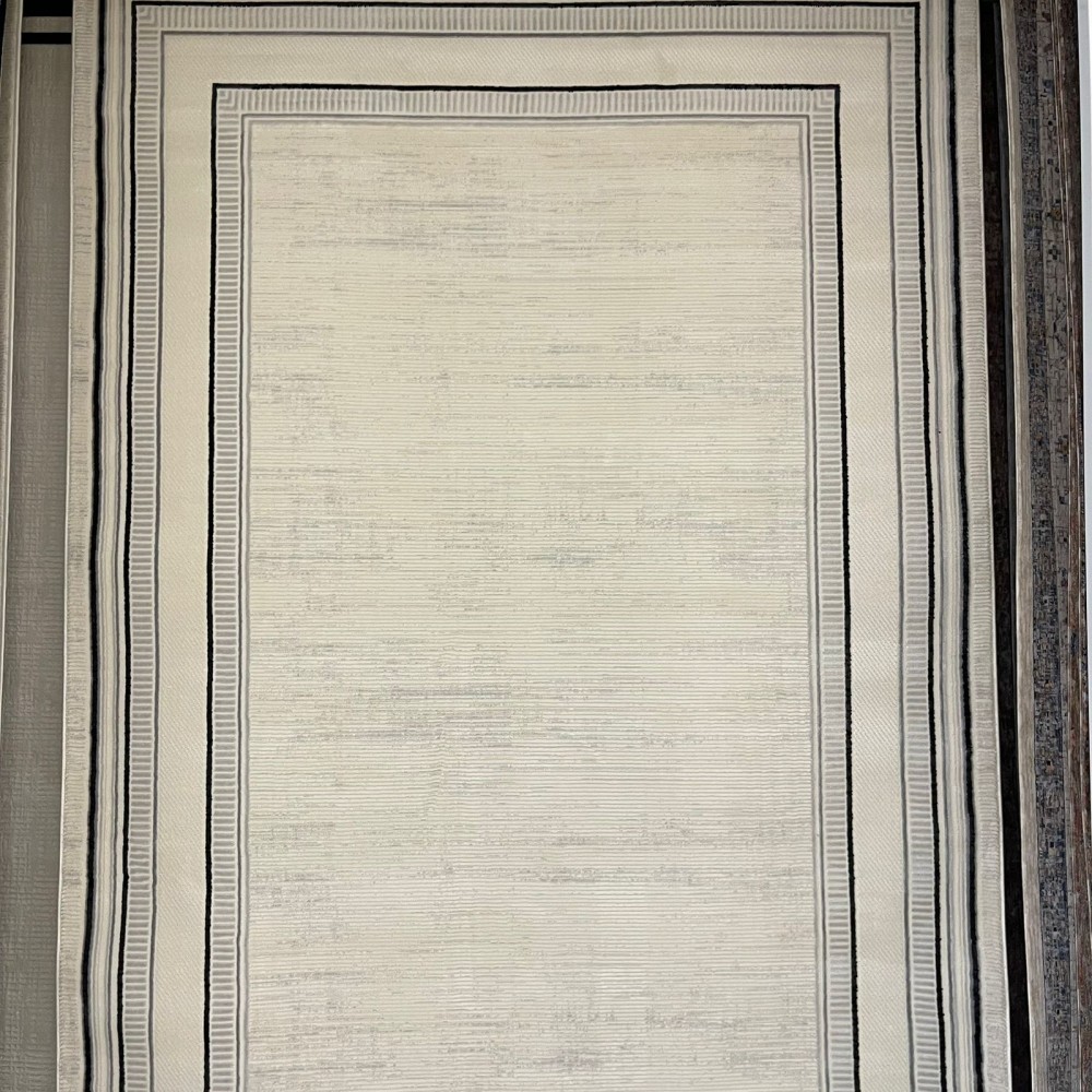 سجاد تركي اطار برواز فيكتوريا 41604A كريم اسود مقاس 80*150