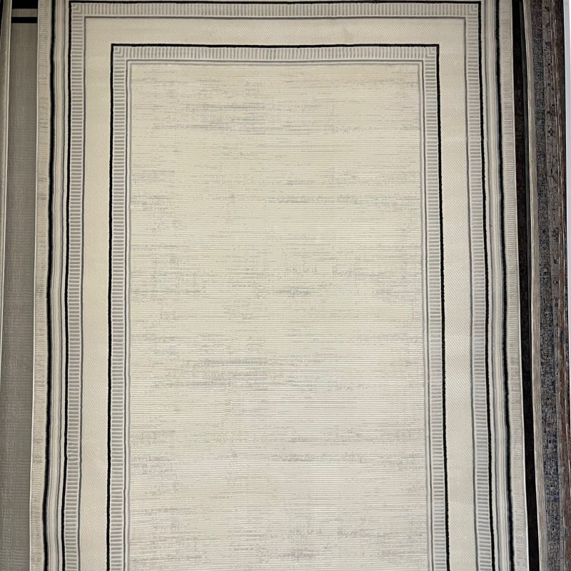 سجاد تركي اطار برواز فيكتوريا 41604A كريم اسود مقاس 80*150