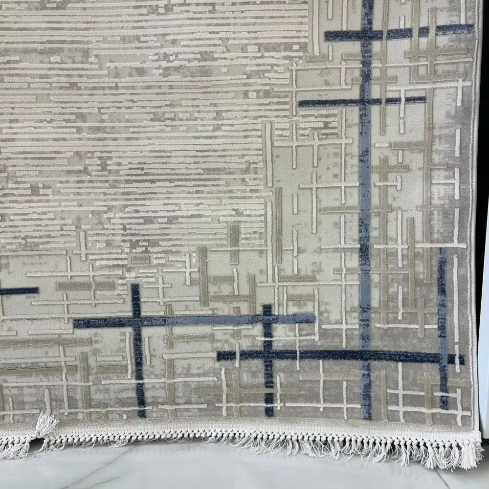 سجاد تركي فوج 36232A كريم سماوي مقاس 50*80 - سجاد مودرن
