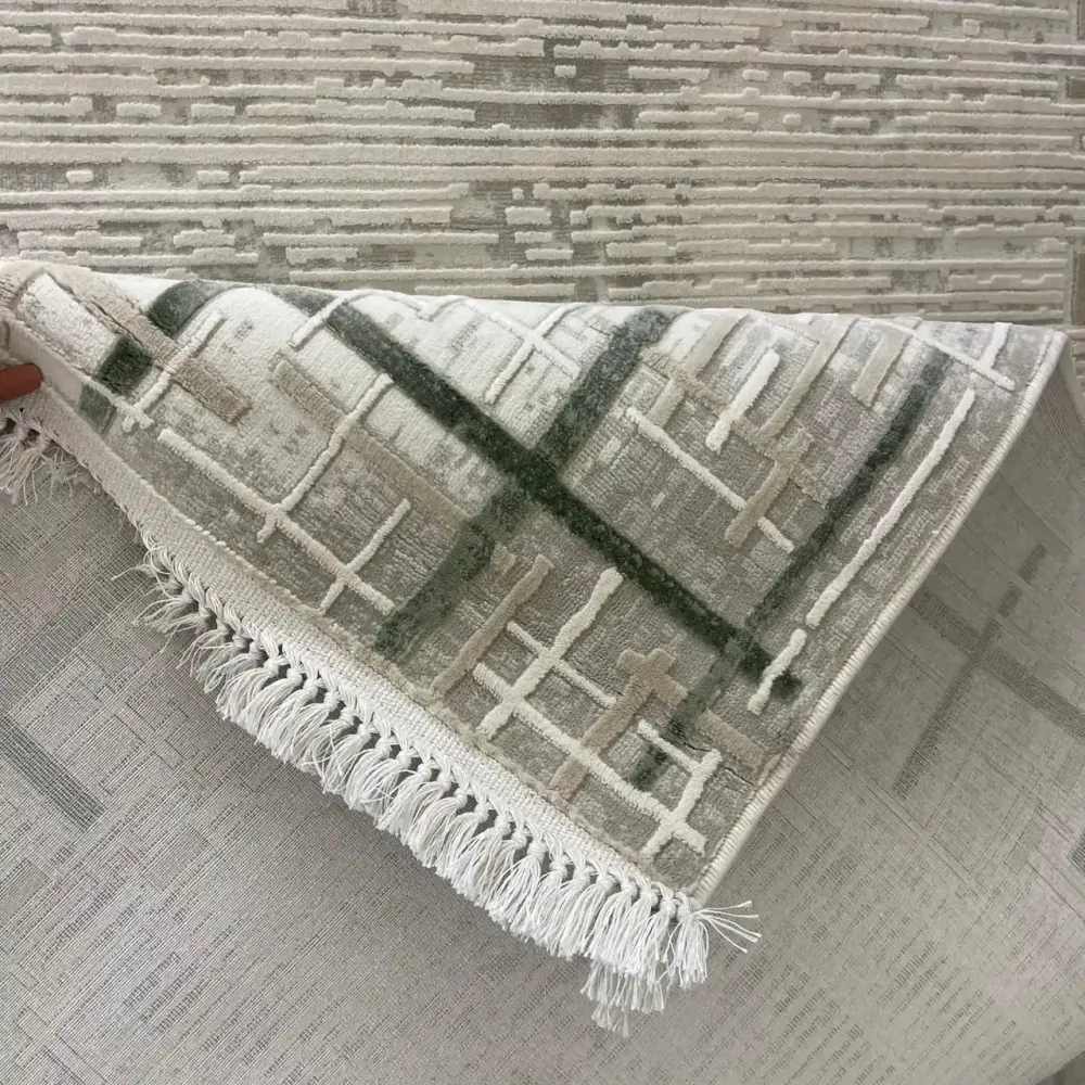 سجاد تركي فوج 36232A كريم اخضر مقاس 50*80 - سجاد مودرن