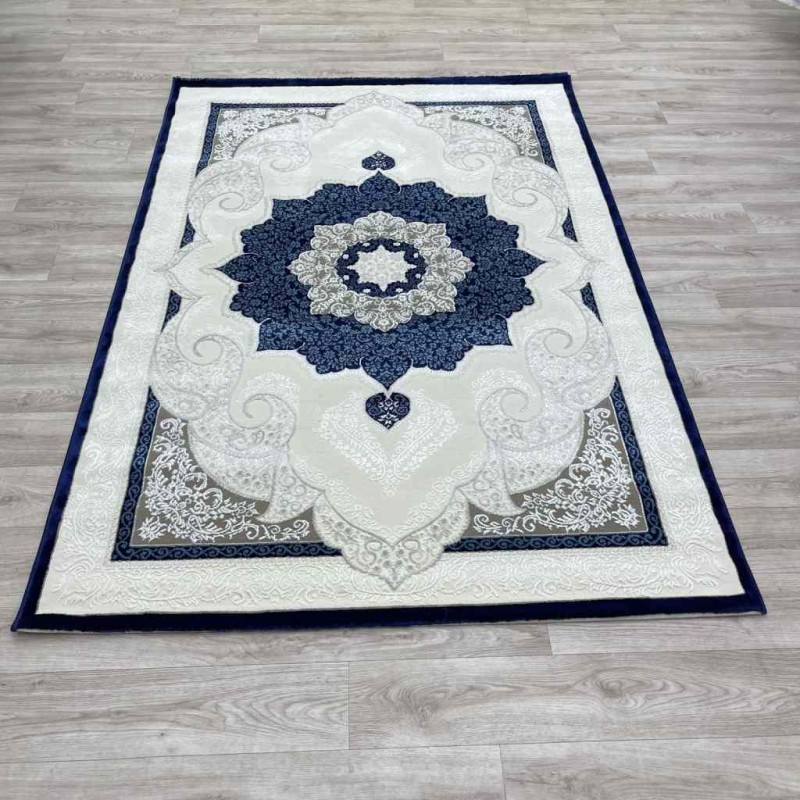 سجاد تركي باريس مودرن ناعم 0DS90Z كحلي بيج فاتح مقاس 100*200