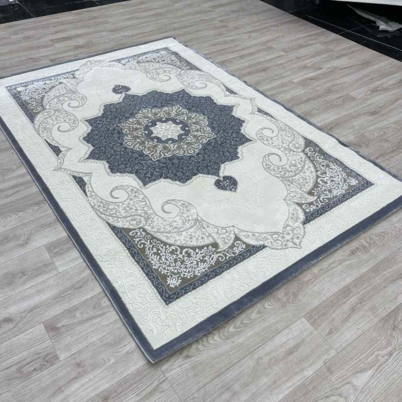 سجاد تركي باريس مودرن ناعم 0DS90Z رصاصي غامق بيج فاتح مقاس 200*200