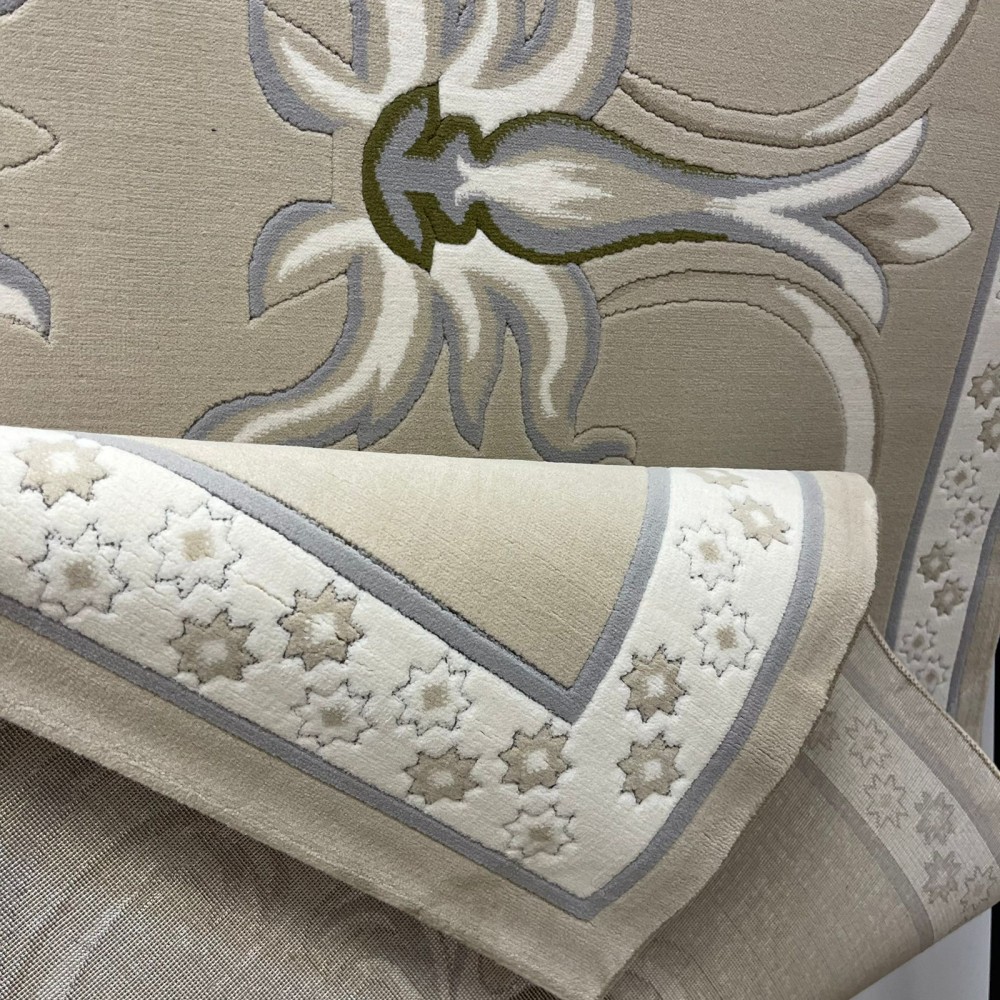 Turkish Deluxe Rug 9770A beige Cream Size 200*200