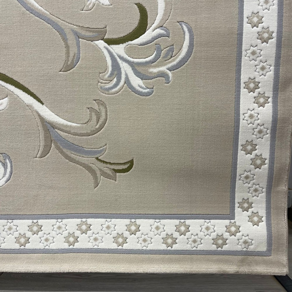 Turkish Deluxe Rug 9770A beige Cream Size 200*200