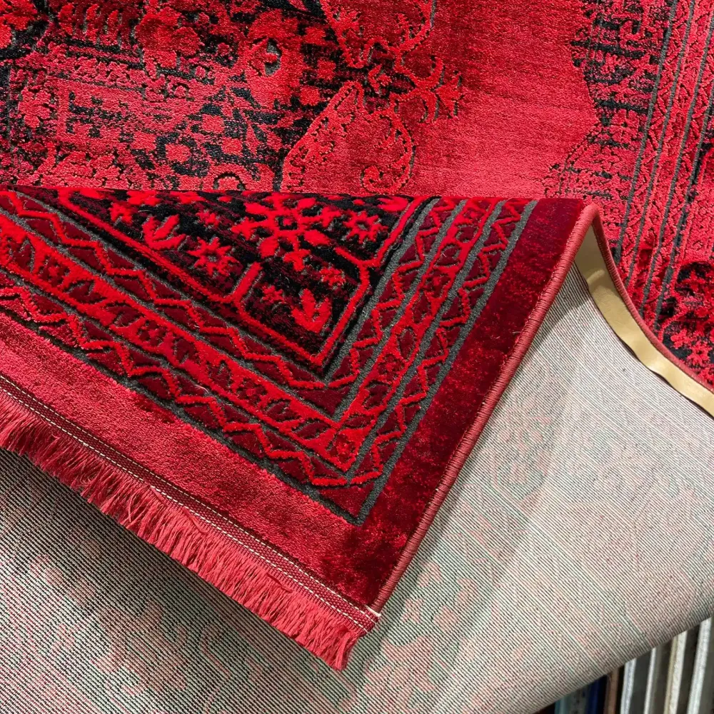 سجاد تركي بخارى قندهار افغاني P1448 احمر غامق مقاس 100*400