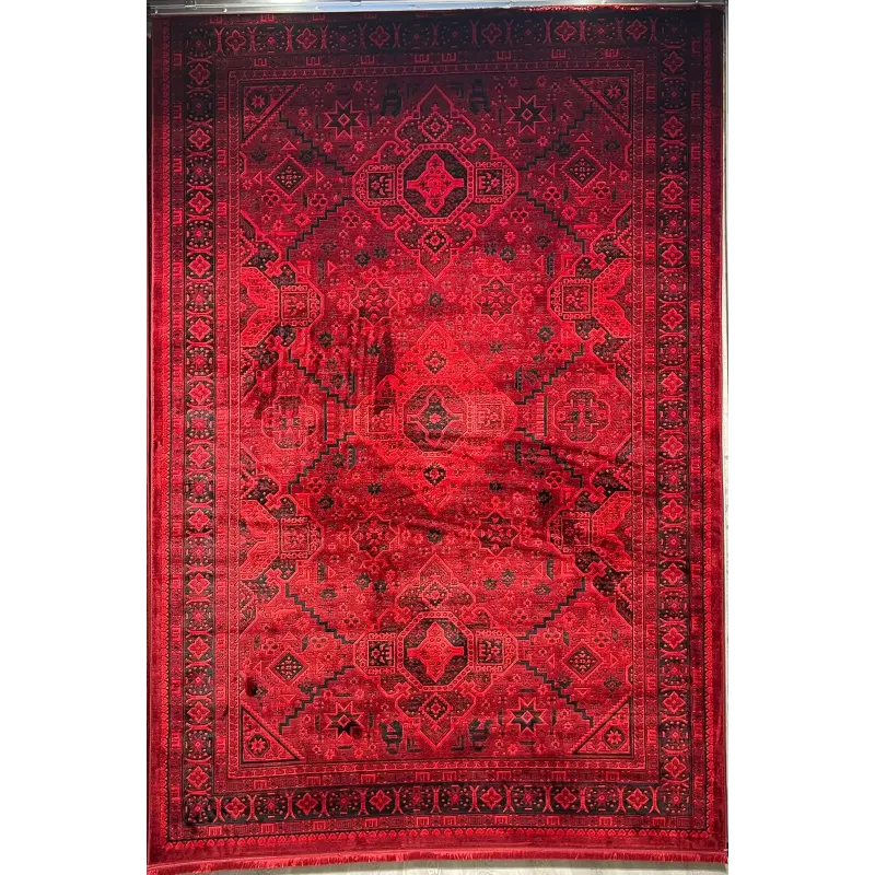 سجاد تركي بخارى قندهار افغاني P1665 احمر غامق مقاس 50*80