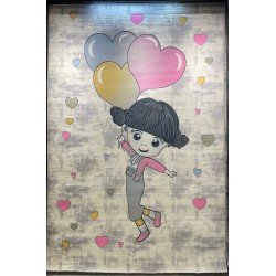 سجاد تركي اطفال كيدز 52665B اللون زهري ابيض مقاس 120*170