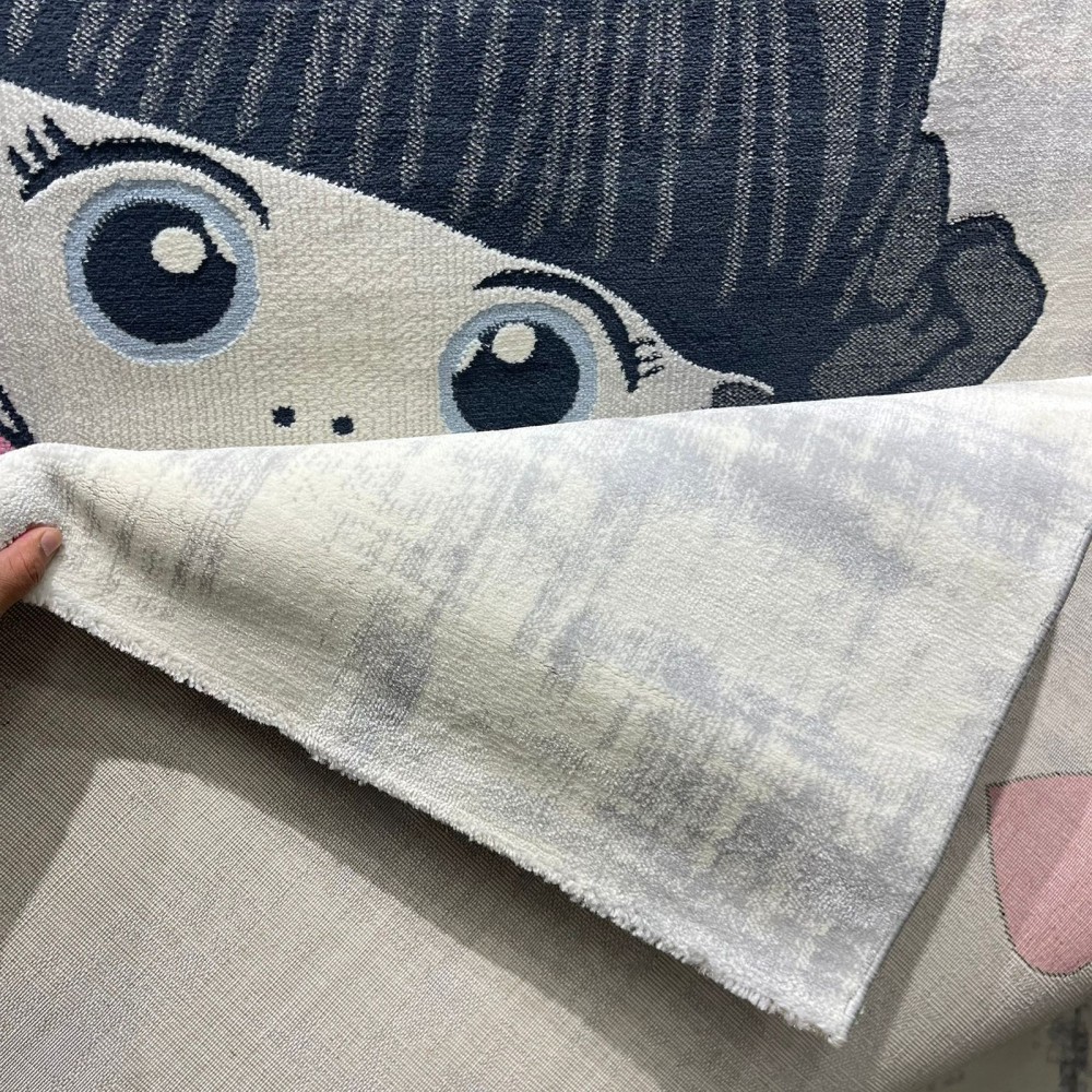 سجاد تركي اطفال كيدز 52665B اللون زهري ابيض مقاس 300*400