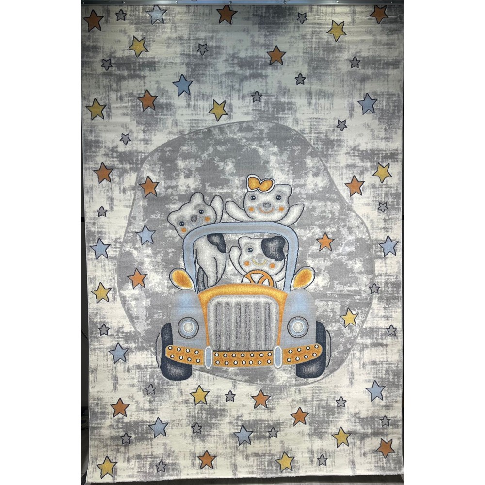 سجاد تركي اطفال كيدز 52644B اللون ابيض رصاصي فاتح مقاس 300*400