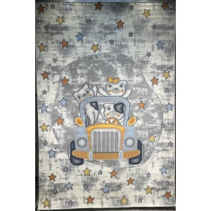 سجاد تركي اطفال كيدز 52644B اللون ابيض رصاصي فاتح مقاس 300*400