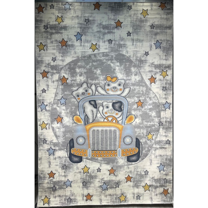 سجاد تركي اطفال كيدز 52644B اللون ابيض رصاصي فاتح مقاس 120*170