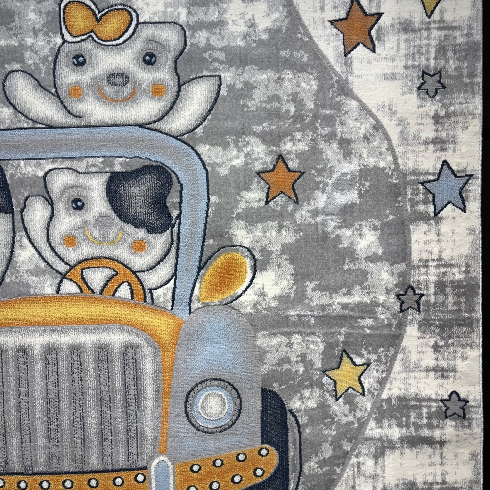 سجاد تركي اطفال كيدز 52644B اللون ابيض رصاصي فاتح مقاس 300*400