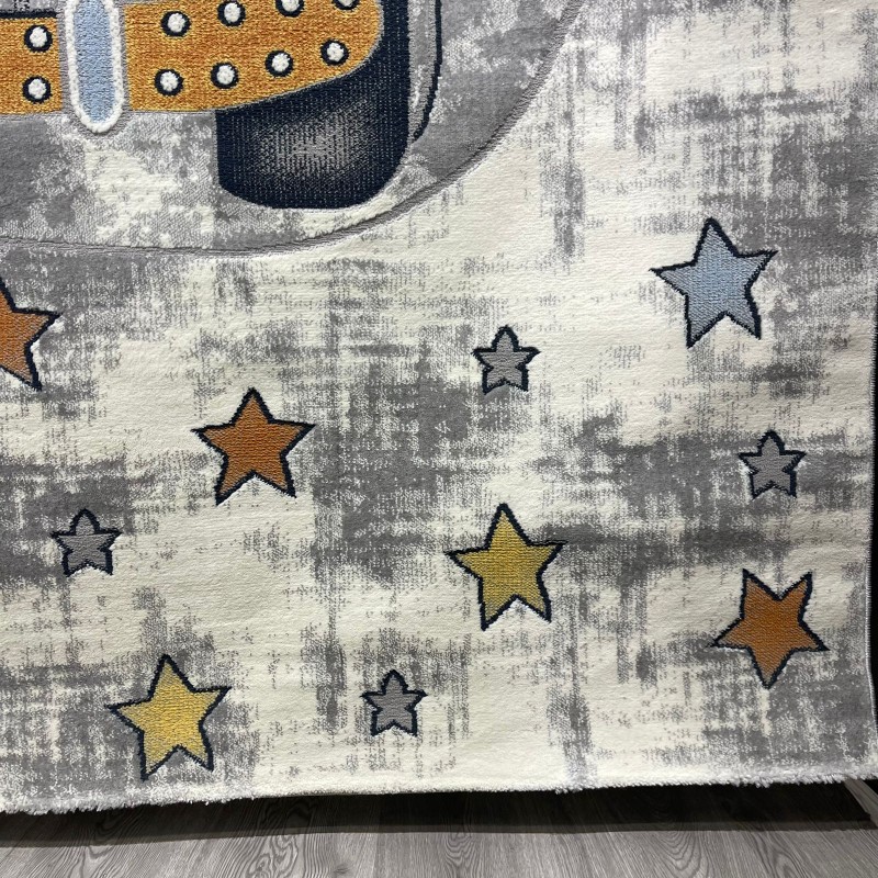 سجاد تركي اطفال كيدز 52644B اللون ابيض رصاصي فاتح مقاس 120*170