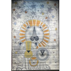 سجاد تركي اطفال كيدز 52646A اللون ابيض رصاصي فاتح مقاس 300*400