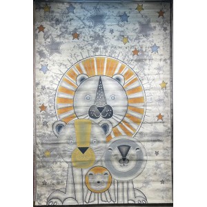 سجاد تركي اطفال كيدز 52646A اللون ابيض رصاصي فاتح مقاس 300*400