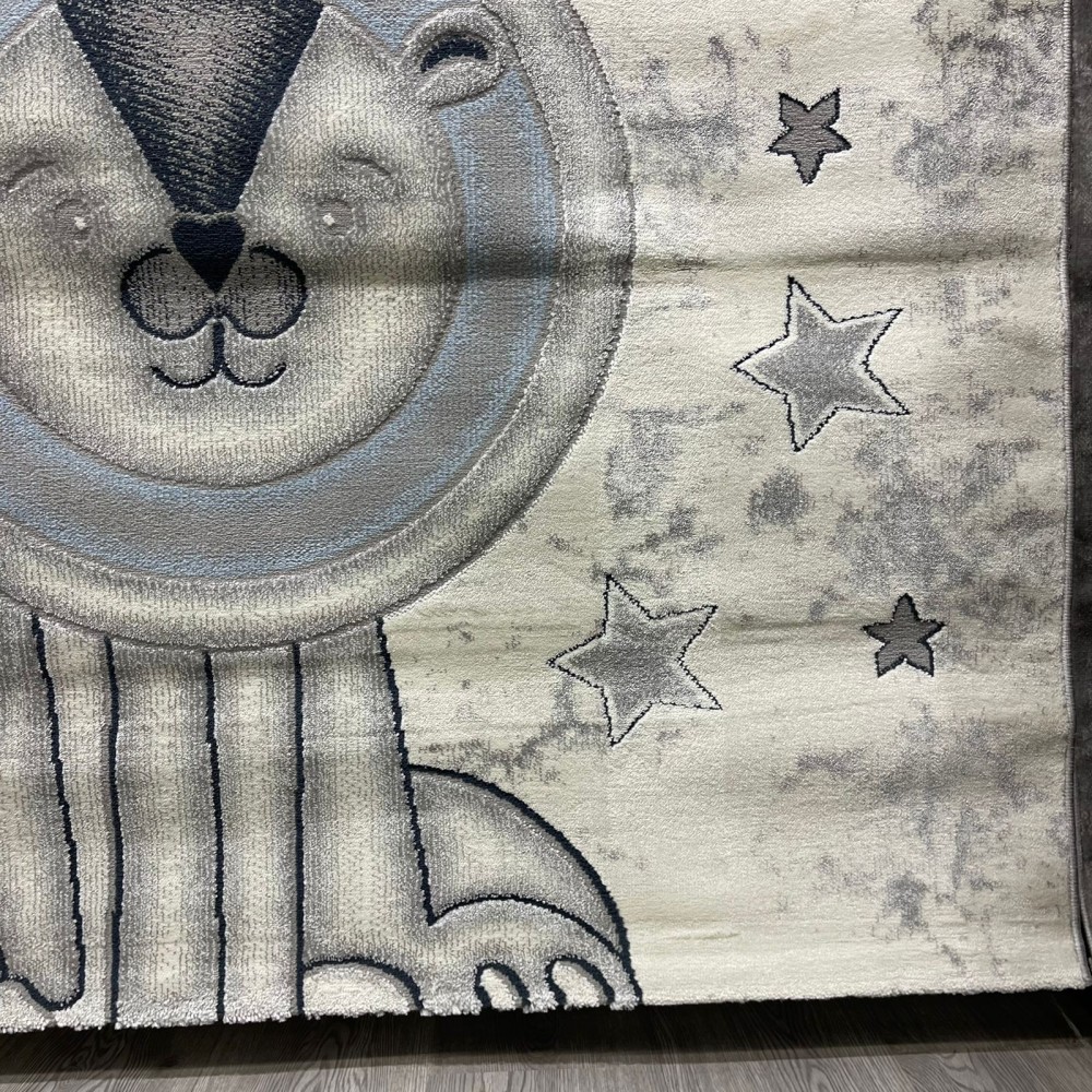 سجاد تركي اطفال كيدز 52646A اللون ابيض رصاصي فاتح مقاس 300*400