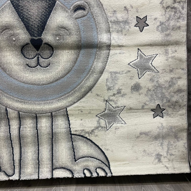 سجاد تركي اطفال كيدز 52646A اللون ابيض رصاصي فاتح مقاس 120*170
