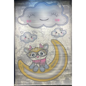 سجاد تركي اطفال كيدز 52660A اللون زهري ابيض مقاس 300*400