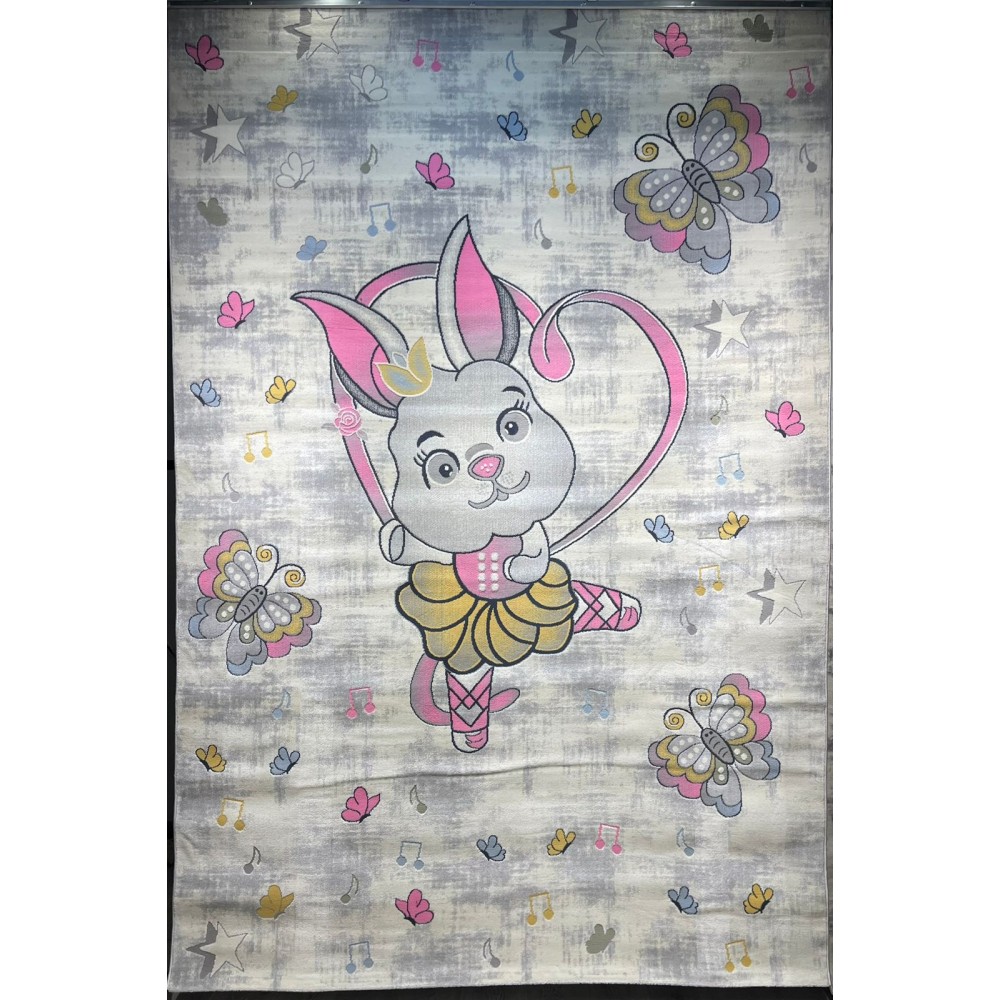 سجاد تركي اطفال كيدز 52661A اللون زهري ابيض مقاس 80*150