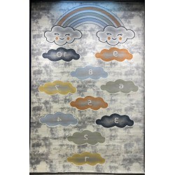 سجاد تركي اطفال كيدز 40679A اللون ابيض رصاصي فاتح مقاس 200*300