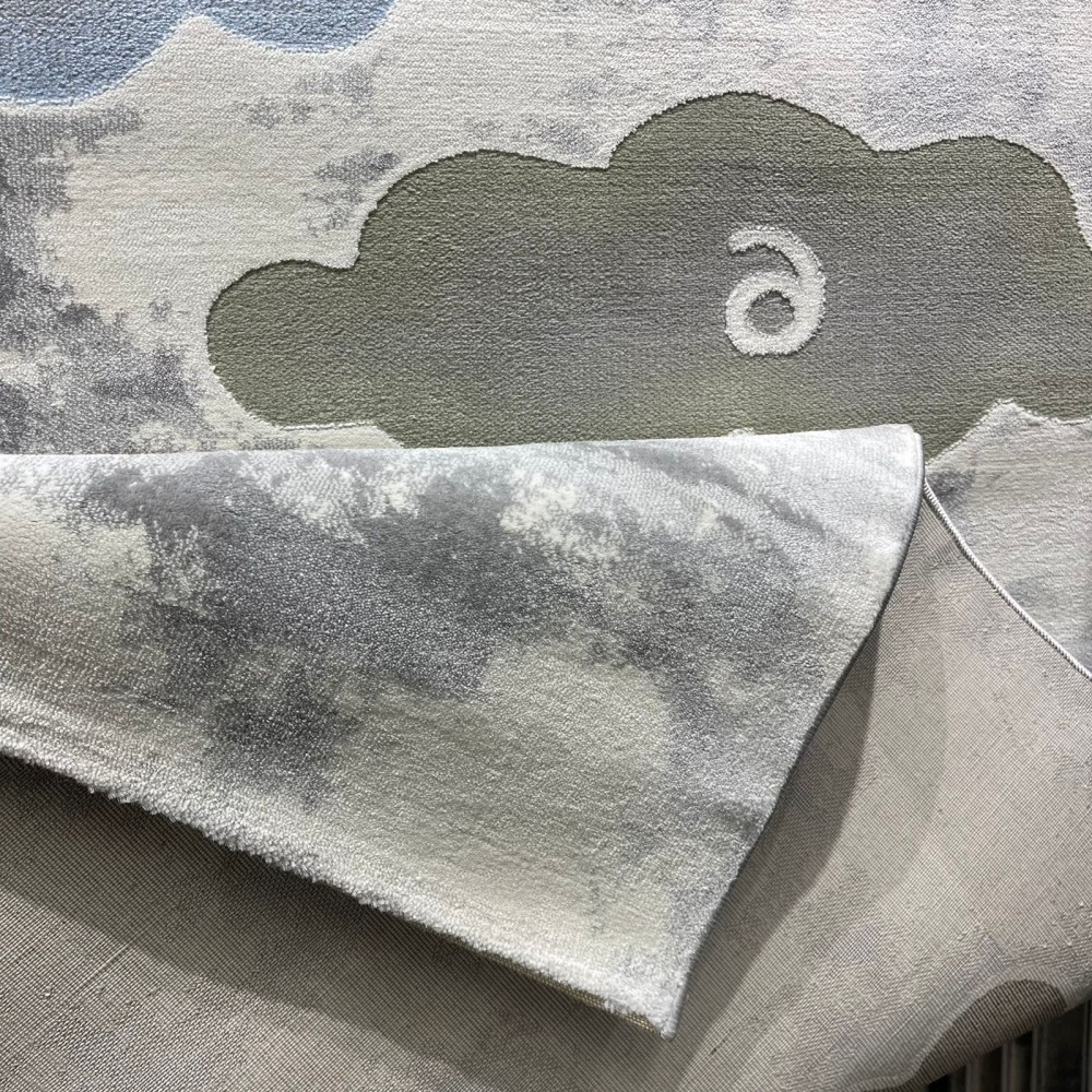 سجاد تركي اطفال كيدز 40679A اللون ابيض رصاصي فاتح مقاس 250*350