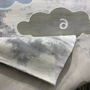 سجاد تركي اطفال كيدز 40679A اللون ابيض رصاصي فاتح مقاس 80*150