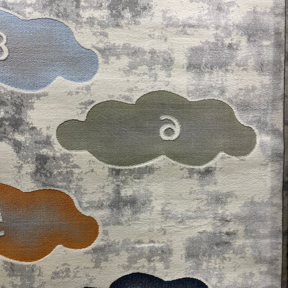 سجاد تركي اطفال كيدز 40679A اللون ابيض رصاصي فاتح مقاس 250*350