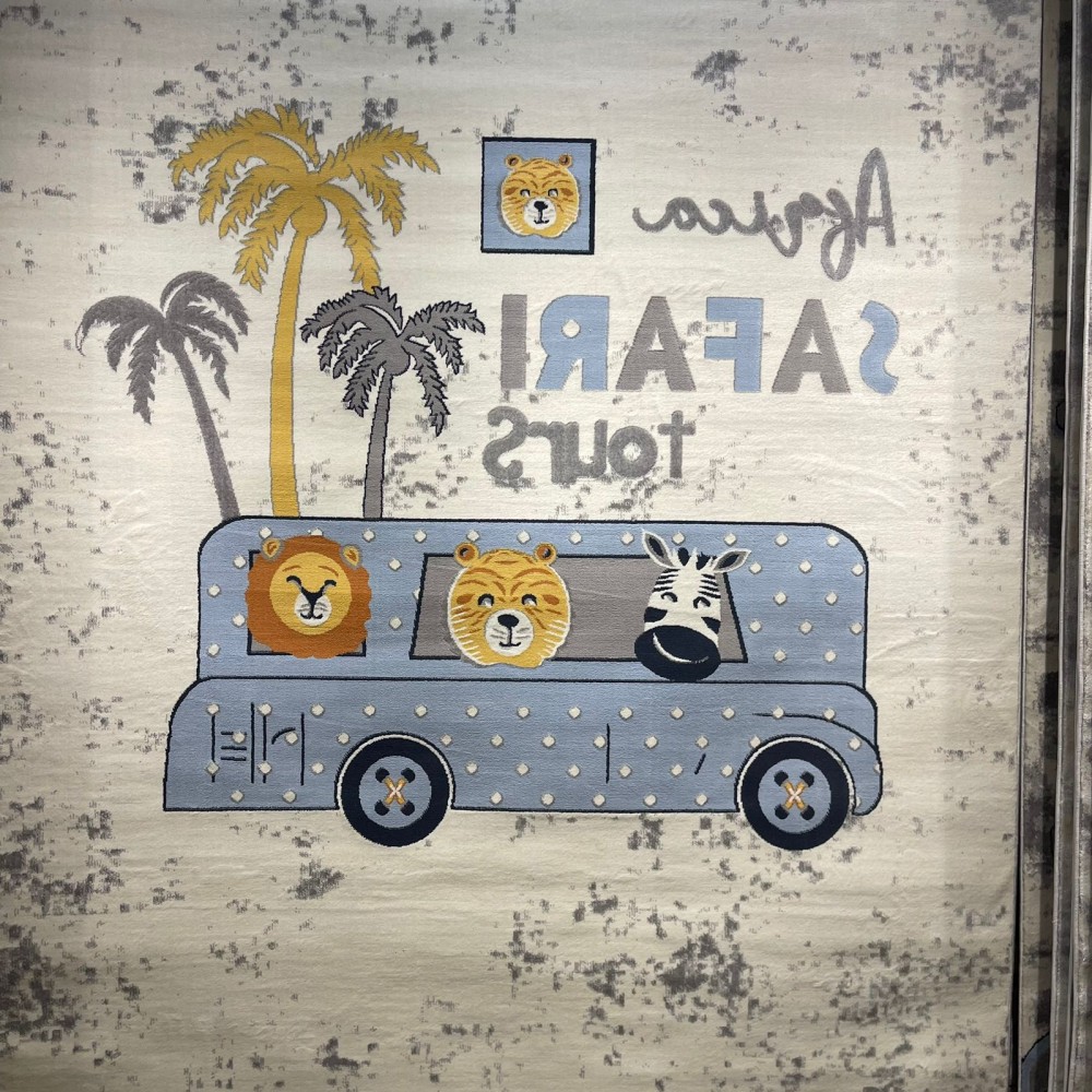 سجاد تركي اطفال كيدز 40680A اللون ابيض رصاصي فاتح مقاس 300*400