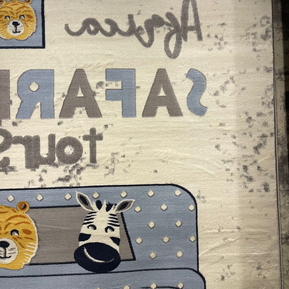 سجاد تركي اطفال كيدز 40680A اللون ابيض رصاصي فاتح مقاس 300*400