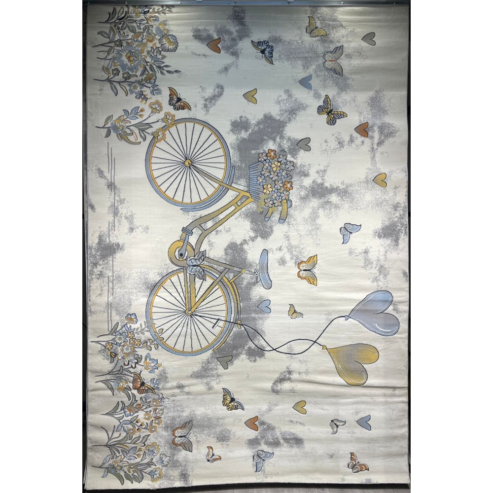 سجاد تركي اطفال كيدز 40682A اللون ابيض رصاصي فاتح مقاس 300*400