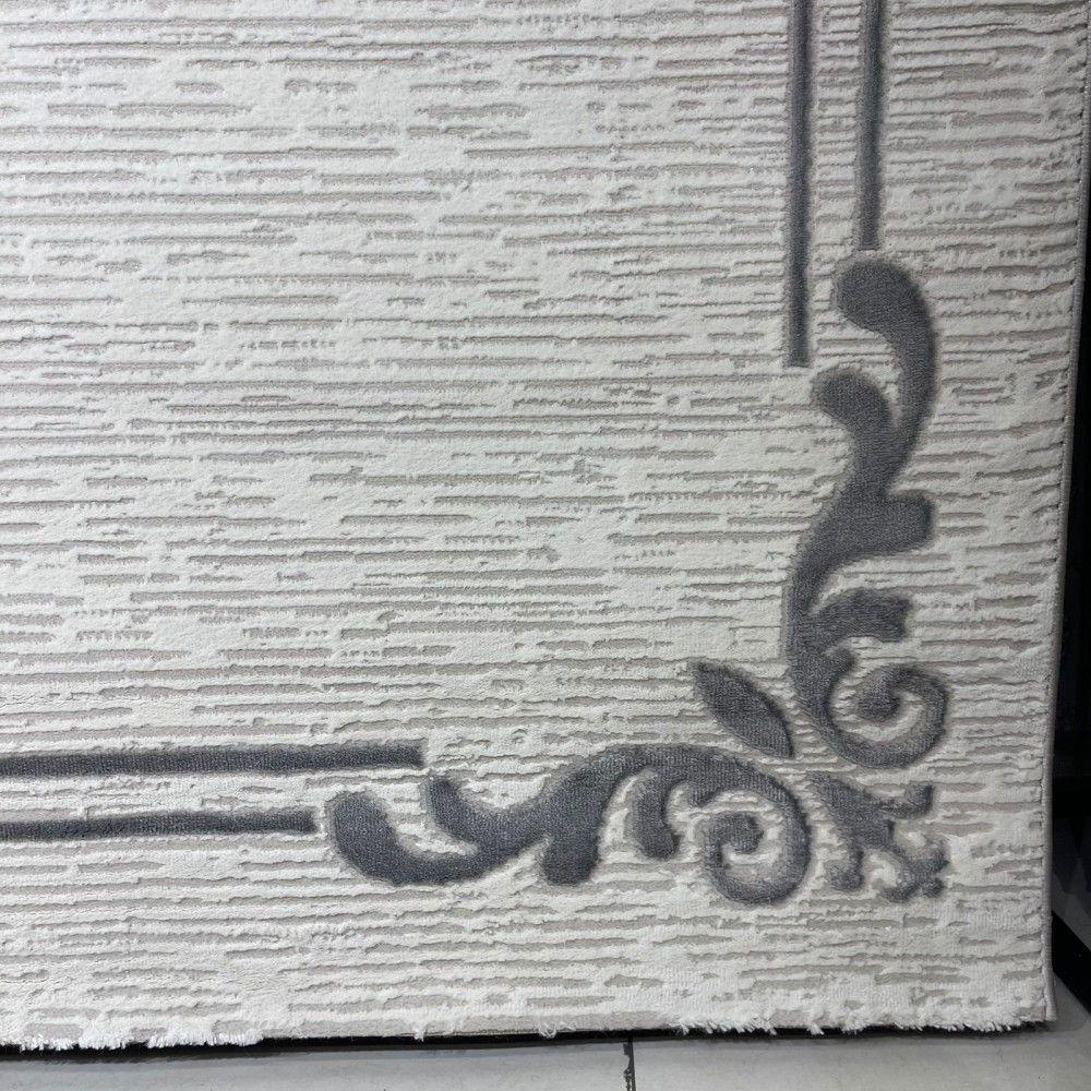 Turkish rug barwaz frame 9185A gray size 100*300