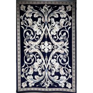 سجاد تركي ياسمين نقش فرنسي 9050A كحلي مقاس 80*150