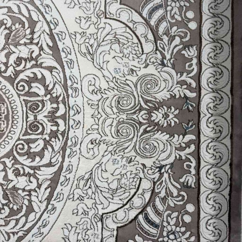 سجاد تركي ياسمين نقش فرنسي 9051A بيج غامق مقاس 100*300