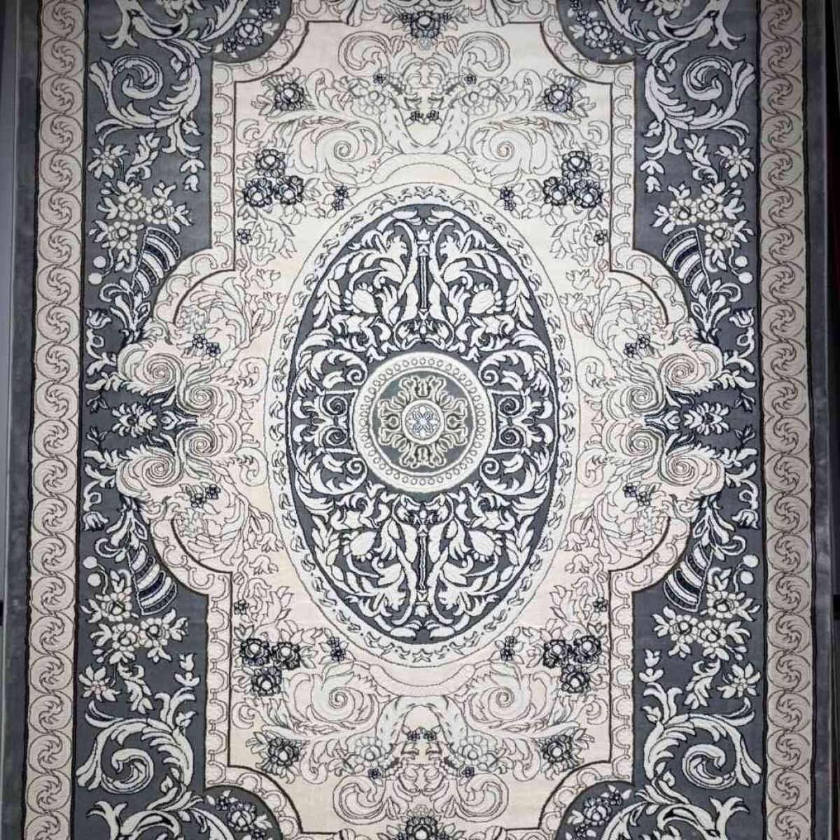 سجاد تركي ياسمين نقش فرنسي 9051A رصاصي مقاس 100*300