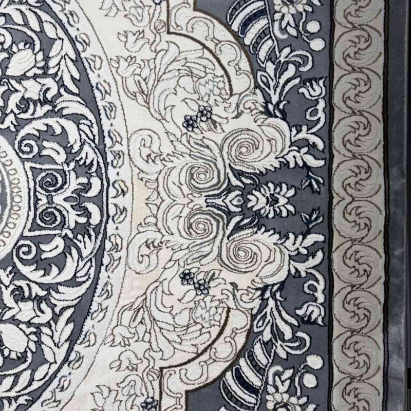 سجاد تركي ياسمين نقش فرنسي 9051A رصاصي مقاس 250*350