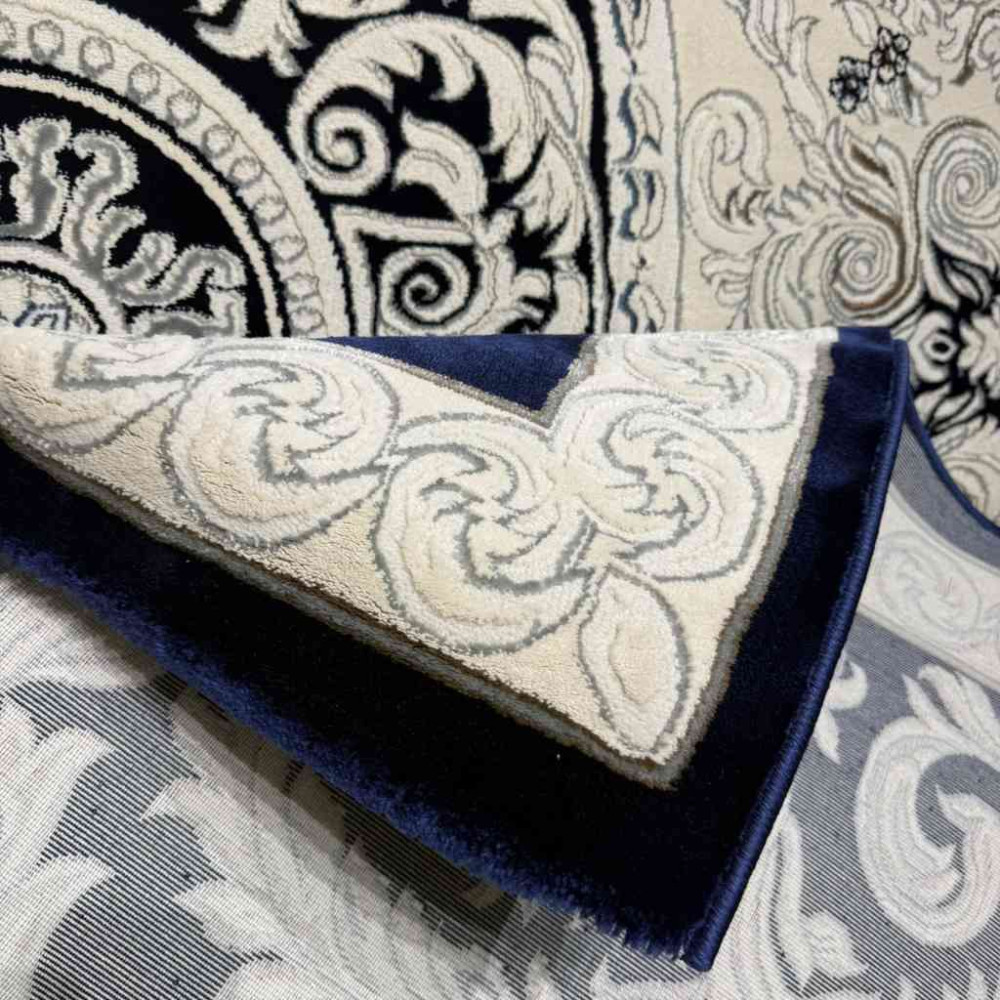 سجاد تركي ياسمين نقش فرنسي 9051A كحلي مقاس 300*400